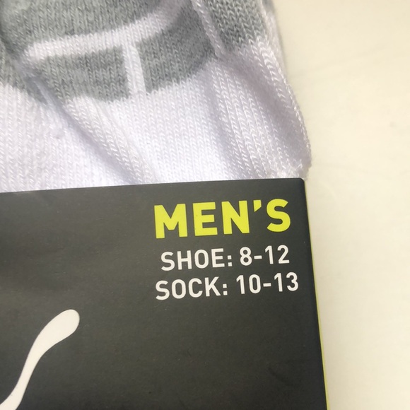 New Puma Socks Men’s Low Cut Socks 6 Pair White & Grey Athletic Casual Socks - Picture 8 of 12